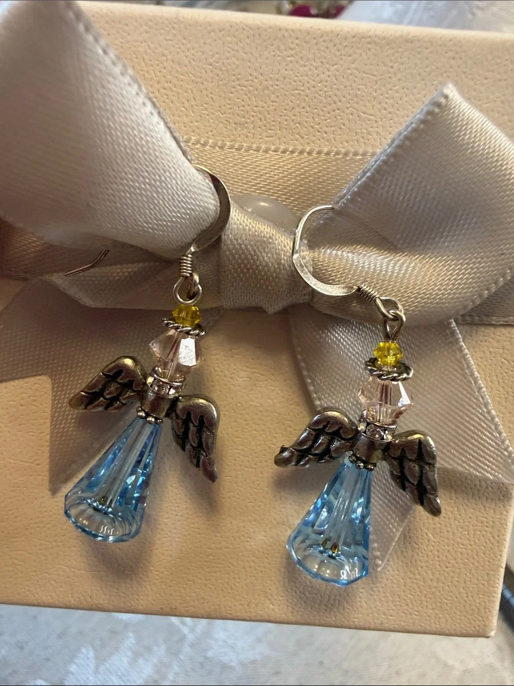 Delicate Blue Angel Drop Earrings - Women Jewelry
